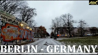 [4K] Cycling Tour | Friedrichshain | Lichtenberg | Berlin | Germany | Sunrise | Snowing