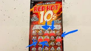 AWESOME WINNER ON $10 RED HOT 10’S CALIFORNIA LOTTERY SCRATCHERS SCRATCH OFF