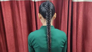 Fishtail Braid Hairstyle On Oily Hair || Very Thin And Long Hair || Doorway to Beauty