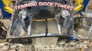 Trimming shock towers on 1963 FORD FALCON to fit TURBO headers!