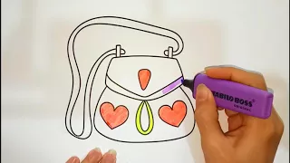 How to Draw Accessories for Girls-Coloring Womens Handbag-Coloring Pages for Kids