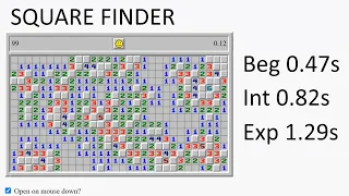 Minesweeper Square finder average of 5 (0.47s/0.82s/1.29s WR)