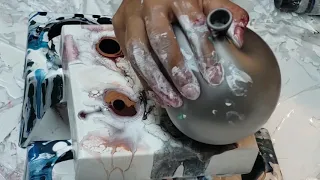 Dip turn balloon smash! Acrylic pouring dip technique + balloon smash technique How to save a canvas