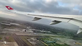 Swiss LX791: Brussels to Geneva: Pushback, taxi and takeoff | Airbus A220-300 | HB-JCO