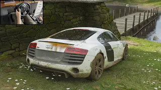 Rebuilding Audi R8 V10 Quattro - Forza Horizon 4 Steering Wheel Gameplay