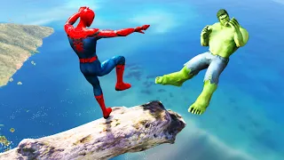 GTA 5 Water Ragdolls Spiderman vs Team Hulk Jumps/Fails #108 (Euphoria physics Funny Moments)