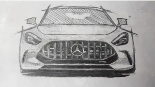 Here's how to draw a car | Mercedes-Benz AMG GT Coupe easy step by step tutorial for beginner artist