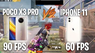 POCO X3 PRO VS IPHONE 11 | 90 FPS VS 60 FPS🔥 | PUBG MOBILE