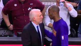 Kobe Bryant After Game Hug with Gregg Popovich & Rasual Butler Butler