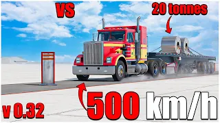 BeamNG Drive | v0.32 | Gavril T-Series Steel Coil Trailer VS Bollard at 500 km/h | car torture