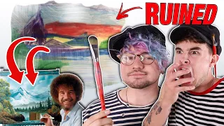 Bob Ross Painting Tutorial on BEST FRIEND’S WALL *FREAK OUT*