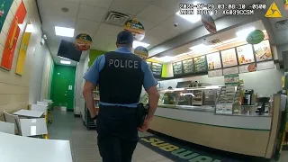 Police Getting Dinner Interrupted by Gun Wielding Drag Racer