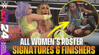 WWE 2K24: All Women's Roster Signatures & Finishers #WWE2K24