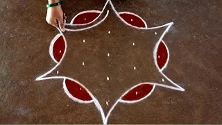 vaigasi madham special 5x3dots  flower kolam/flower rangoli/simple Rangoli/easyrangoli/nice rangoli