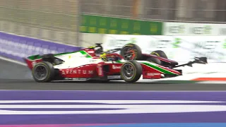 Theo Pourchaire & Ollie Bearman Crash - 2023 Formula 2 Sprint Race @ Jeddah