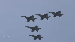 【4K】　まるで映画　TOPGUNの世界　FA-18スーパーホーネット　5機による展示飛行　岩国航空基地フレンドシップデー2024　　離陸～フォーメーション飛行