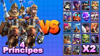 4 PRÍNCIPES vs TODAS LAS CARTAS X2 | Clash Royale