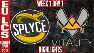 SPY vs VIT Highlights | EU LCS Summer 2018 Week 1 Day 1 | Splyce vs Team Vitality