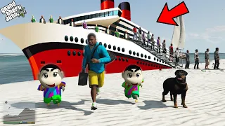 GTA 5 : Franklin First Big Ship Experience With Shinchan in GTA 5 ! (GTA 5 mods)