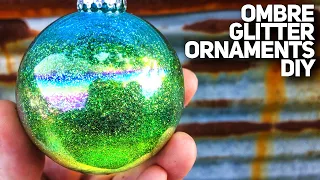 How To Make DIY Ombre Glitter Ornaments -- Glass and Plastic Balls -- Two Different Methods