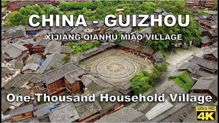 China, Guizhou, Xijiang Qianhu Miao Village 西江千户苗寨. Epic aerial 4k footage DJI Mini 2