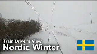 TRAIN DRIVER'S VIEW: Beautiful Nordic Winter