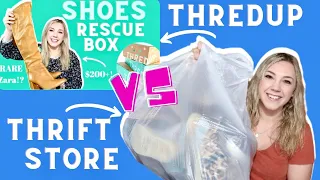 Thrift Store Shoe Haul vs ThredUp Shoe Rescue Box! Which is Best for Resale!?