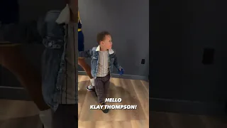 Stephen Curry's Son EXCITED to see Klay Thompson!! 🥺 | #shorts