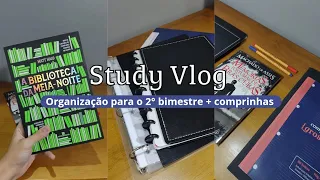 STUDY VLOG 📑📚 | Como se organizar para o 2° bimestre + Comprinhas | Study with me