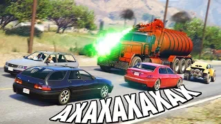 GTA 5 ОХОТА НА ВЫЖИВШИХ - ТРОЛЛИНГ АНДРЕЯ! ЕДЕМ В РЯД КАК БОТЫ НЕ НАРУШАЯ ПДД И ОН НАС НЕ ВИДИТ! #3