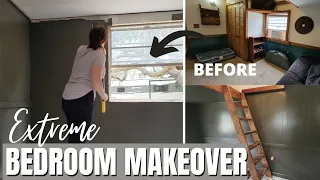 BEDROOM MAKEOVER ON A BUDGET | EXTREME ROOM TRANSFORMATION | COZY FARMHOUSE  ROOM MAKEOVER | DIY