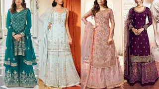 Long Kurti with Sharara Designs | Sharara Suit Design | Sharara with Long Kurti | Sharara Dress
