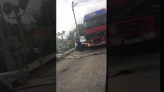 Железнодорожный переезд в Шаховской авария12.07.2017