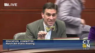 Teacher Engages with Fmr Student During an Education Committee Public Hearing at CT General Assembly