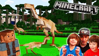 DANI y EVAN crean DINOSAURIOS con ADN en MINECRAFT jurassic world