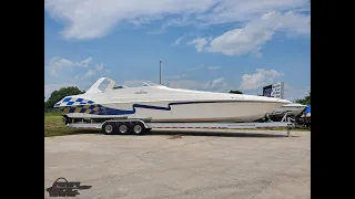 Full boat walk-through, 2003 Fountain 47 Sport Cruiser, listed for sale @ grandsportcenter.com