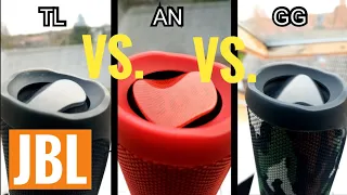 JBL Flip 4 TL vs. GG vs. AN | LOW FREQUENCY MODE | 100% VOLUME !!! (PERFECT FOCUS) SIDE BY SIDE !!!