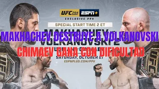 UFC 294: Makhachev vs. Volkanovski 2. Makhachev destruye a Volkanovski. Chimaev Gana con dificultad.