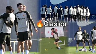 Crazy!! 🔥, Pedri, De Jong, Lewandowski,Raphinha storm Barcelona training 🔥, ready for El Clasico