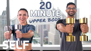 20 Minute Upper Body Dumbbell Workout - With Warm-Up & Cool-Down | SELF