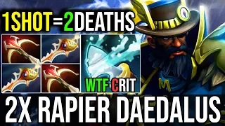 Insane WTF Crit [Kunkka] 2xRAPIER 2xDaedalus 1Shot=2Deaths By Ahjit 7.19c | Dota 2 Highlights