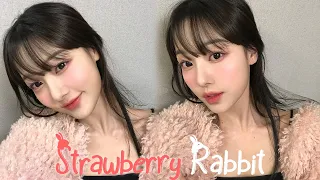 딸기 토끼 메이크업🐰🍓 속눈썹하는 법 자세한 과정! 애교살 꿀팁, 색조추천, 쿨톤 팔레트, 아이돌 화장, 틴트, 청순 울먹 애교살 STRAWBERRY RABBIT MAKEUP