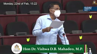 Budget 2021 debate presentation by PPP/C Member of Parliament, Dr Vishwa Mahadeo February 22nd, 2021