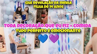 CHA REVELAÇÃO DE MINHA FILHA DE 14 ANOS 😍 TUDO LINDO E EMOCIONANTE 💜💙 #gravidaaos14 #gravidez