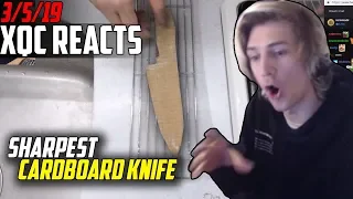 xQc REACTS TO SHARPEST CARDBOARD KNIFE IN THE WORLD | xQcOW