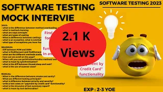 Software Testing Mock Interview | Skills: Java + Selenium + Test NG + Manual | Software Testing Zone