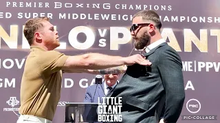 HEATED AF!!! CANELO SHOVES CALEB PLANT IN FACE OFF!! BOTH FIGHTERS & CAMPS ALMOST BRAWL IN PRESSER