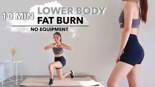 10 MIN LOWER BODY FAT BURN (Quads, Hamstrings, Glutes) WORKOUT | No Equipment ~ Jacey Yaw