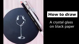 How to draw a crystal glass on black paper #Creative #art #Satisfying  #Shorts