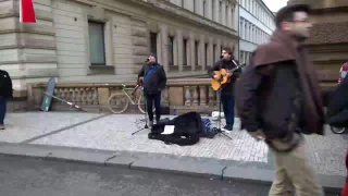 Yesterday - busking on 17th November, Národní, Prague